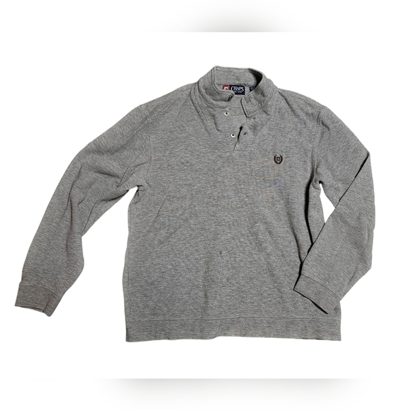 Chaps Men’s Sweater Medium Gray Pullover Buttons Fall Warm - Picture 2 of 8